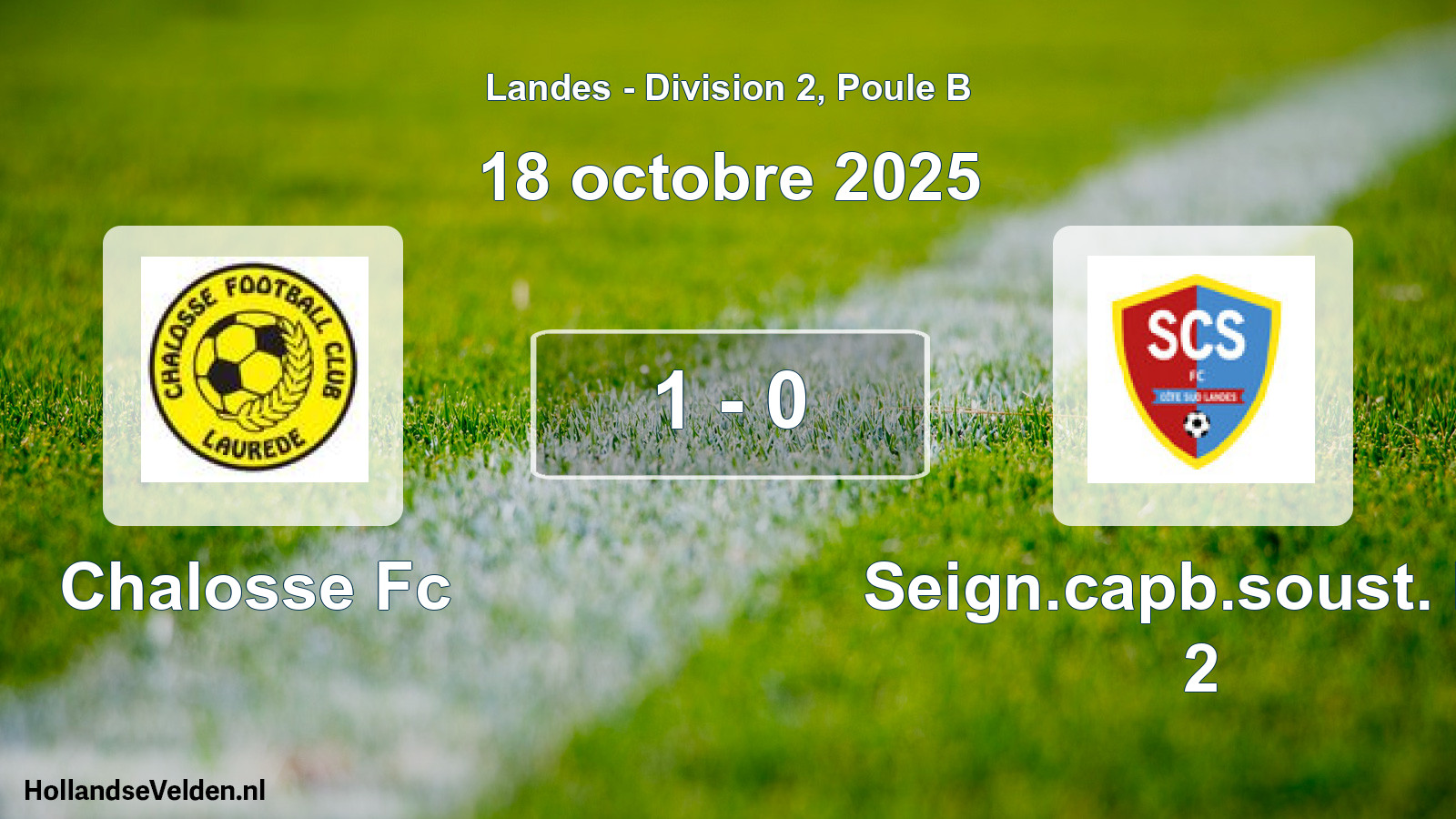 Gespeelde wedstrijd: Chalosse Fc - Seign.capb.soust. FC 2 1 - 0 (18 oktober 2025)