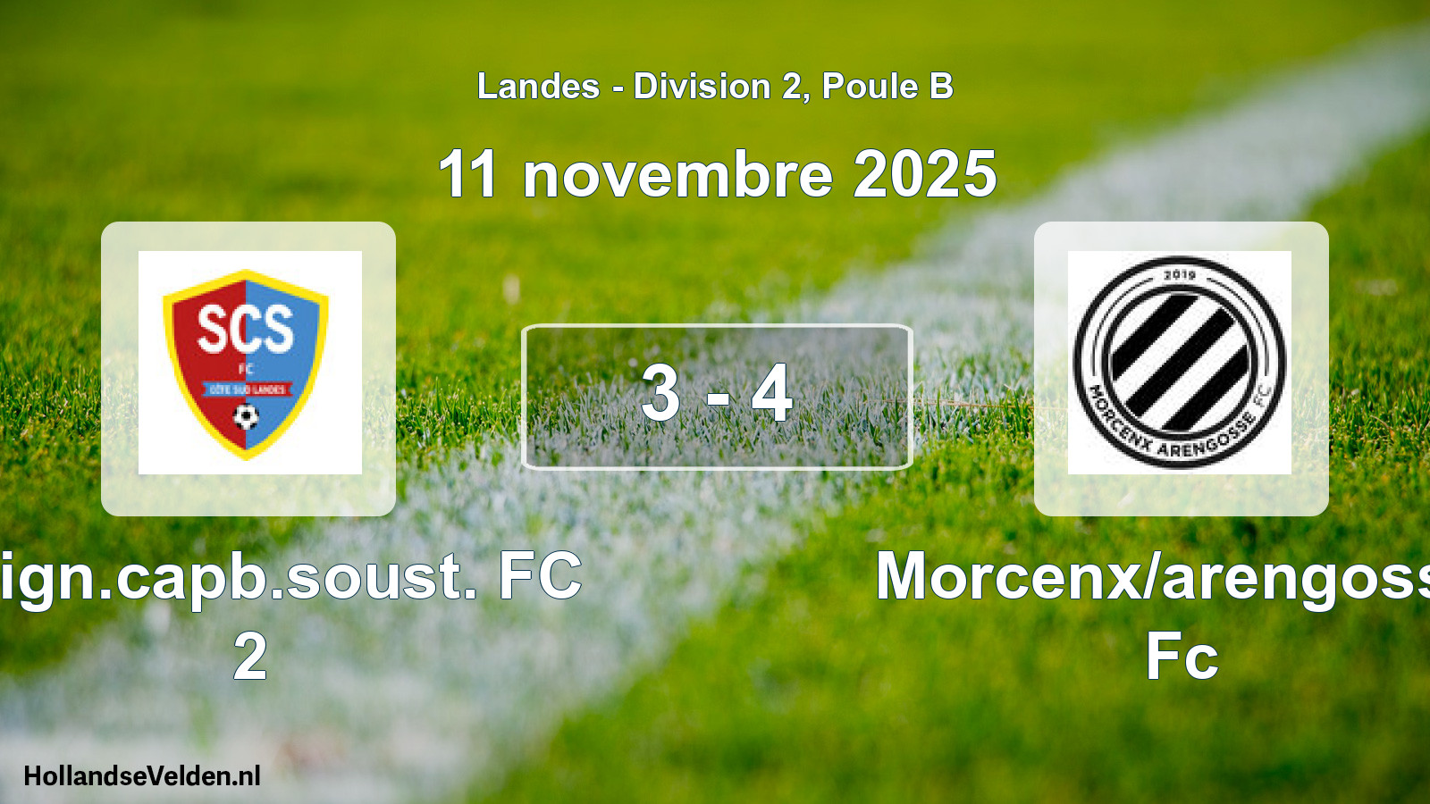 Gespeelde wedstrijd: Seign.capb.soust. FC 2 - Morcenx/arengosse Fc 3 - 4 (11 november 2025)
