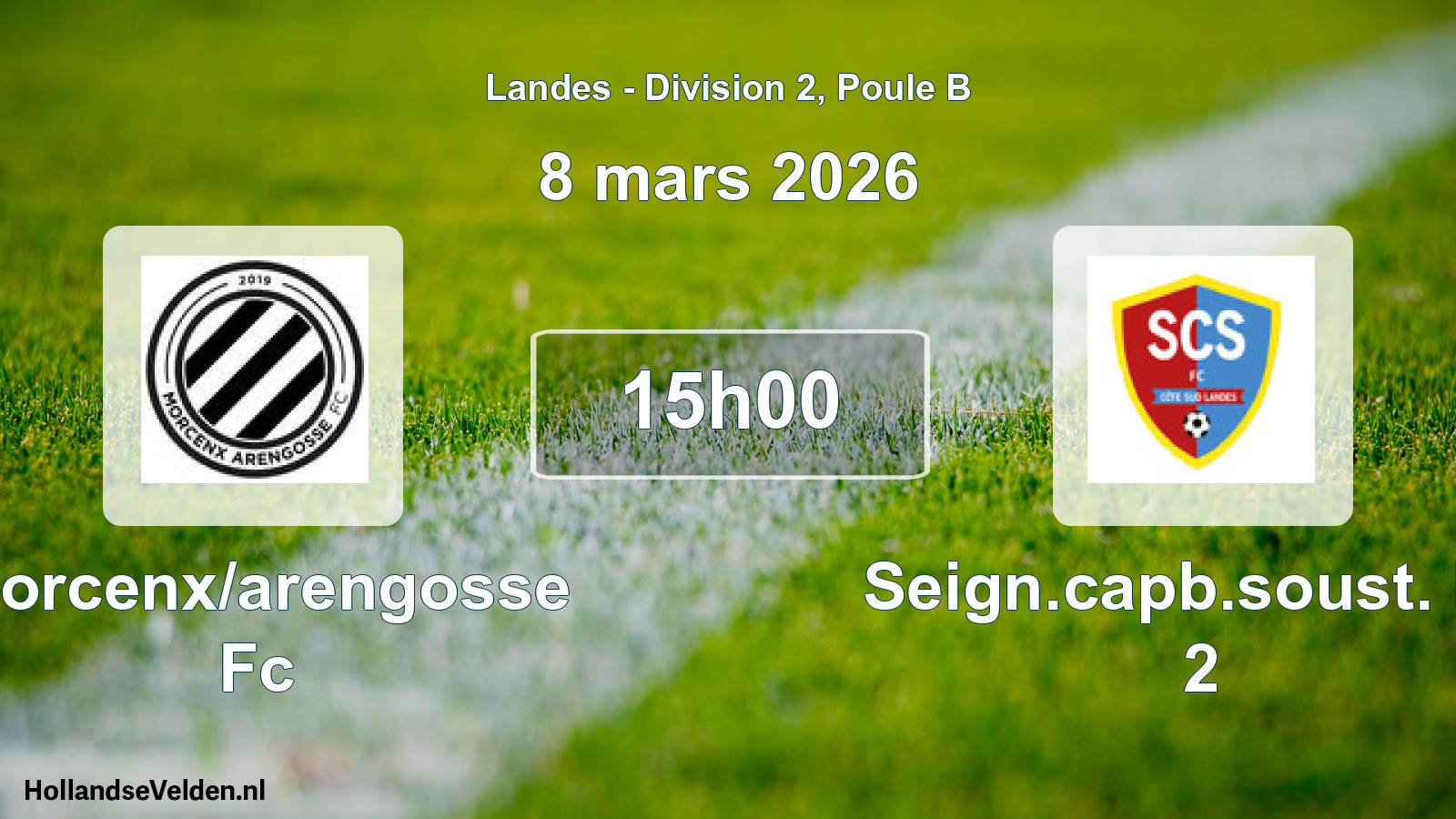 Geplande wedstrijd: Morcenx/arengosse Fc - Seign.capb.soust. FC 2 (8 maart 2026)