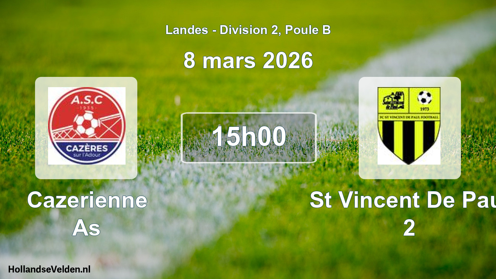 Match programmé: Cazerienne As - St Vincent De Paul 2 (8 mars 2026)