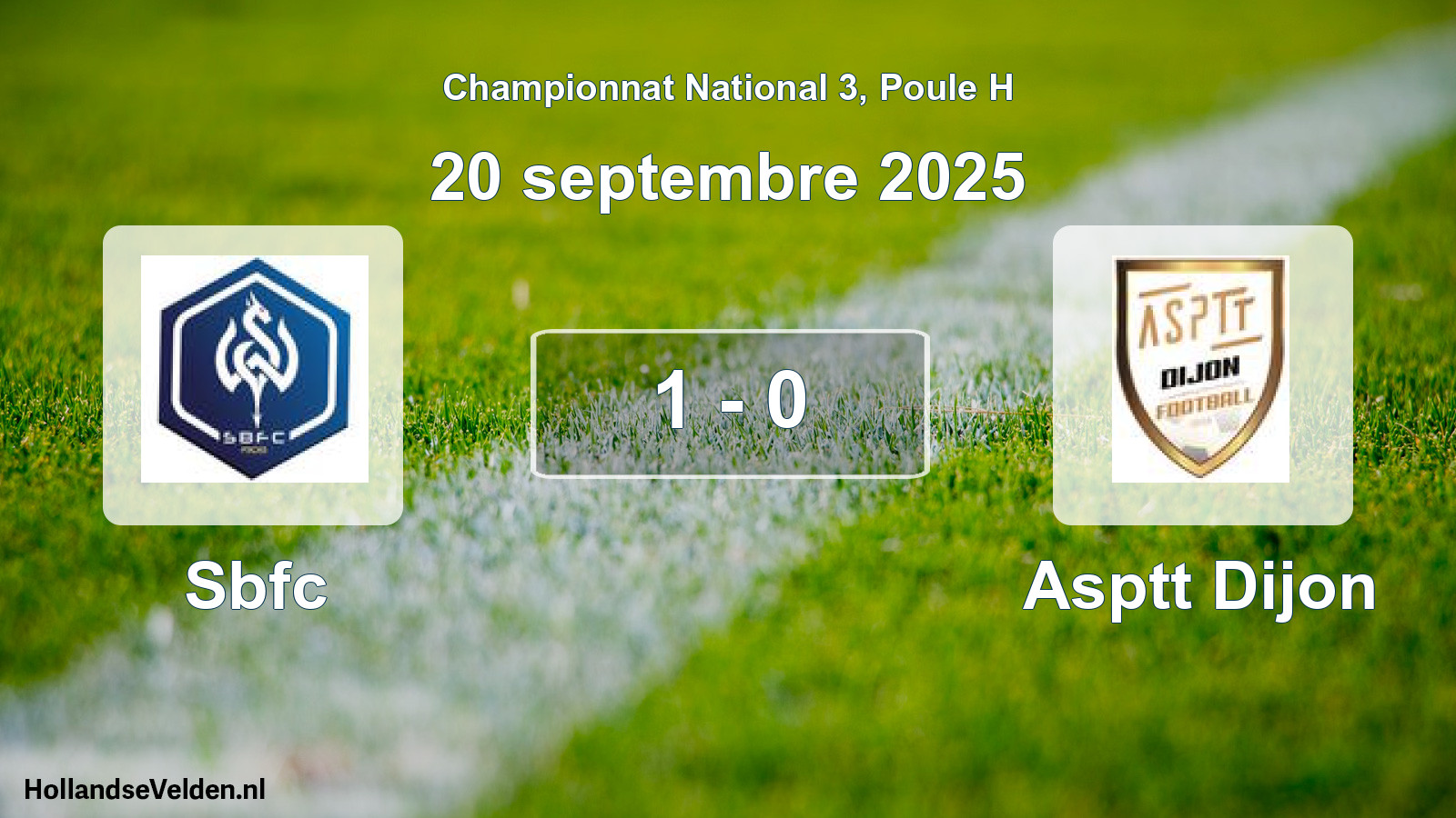 Gespeelde wedstrijd: Sbfc - Asptt Dijon 1 - 0 (20 september 2025)
