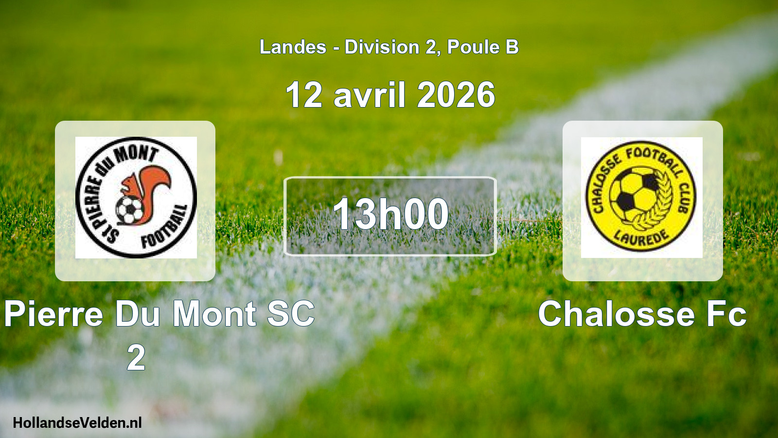 Match programmé: St Pierre Du Mont SC 2 - Chalosse Fc (12 avril 2026)