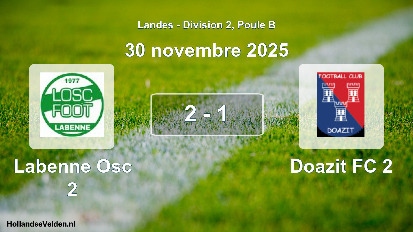 Match joué: Labenne Osc 2 - Doazit FC 2 2 - 1 (30 novembre 2025)