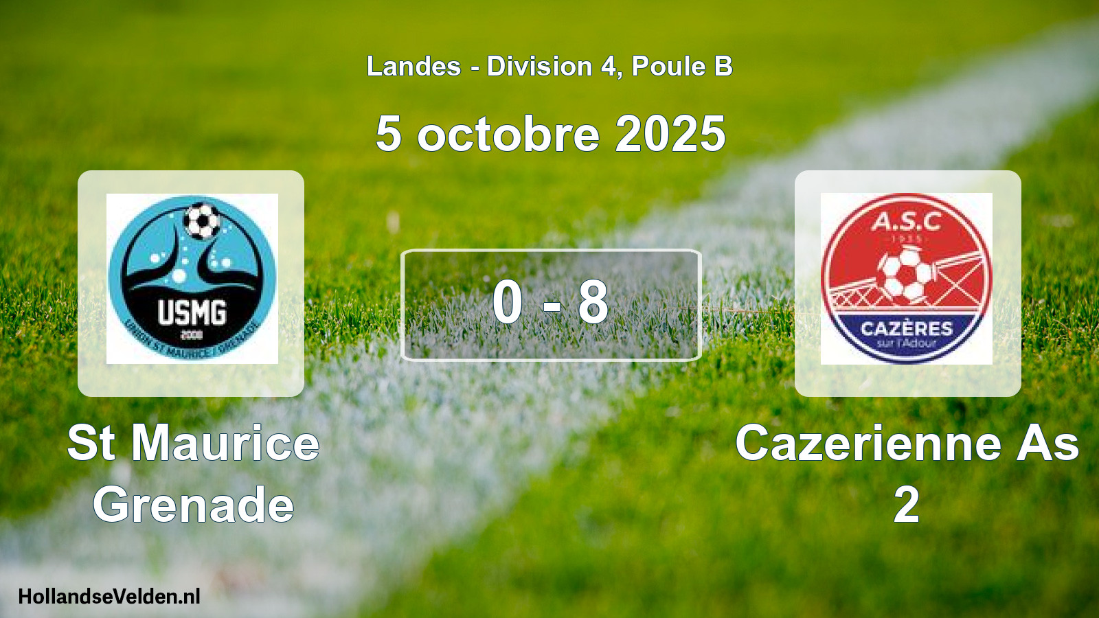 Match joué: St Maurice Grenade - Cazerienne As 2 0 - 8 (5 octobre 2025)