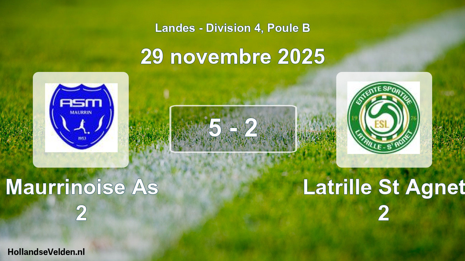 Gespeelde wedstrijd: Maurrinoise As 2 - Latrille St Agnet 2 5 - 2 (29 november 2025)