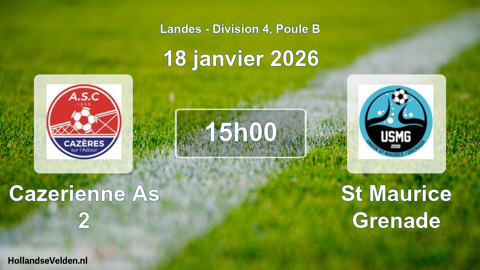Match programmé: Cazerienne As 2 - St Maurice Grenade (18 janvier 2026)