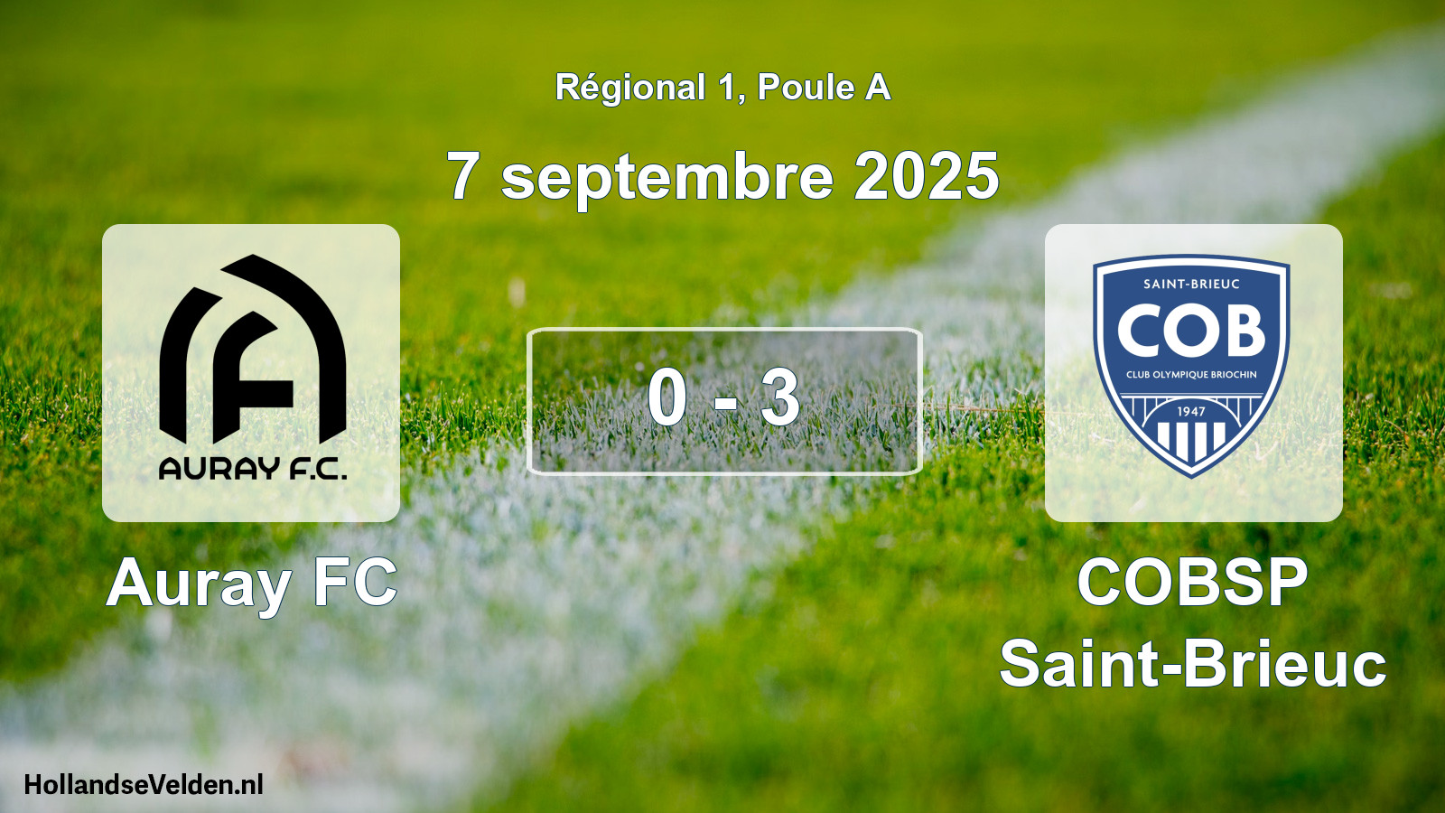 Gespeelde wedstrijd: Auray FC - COBSP Saint-Brieuc 0 - 3 (7 september 2025)