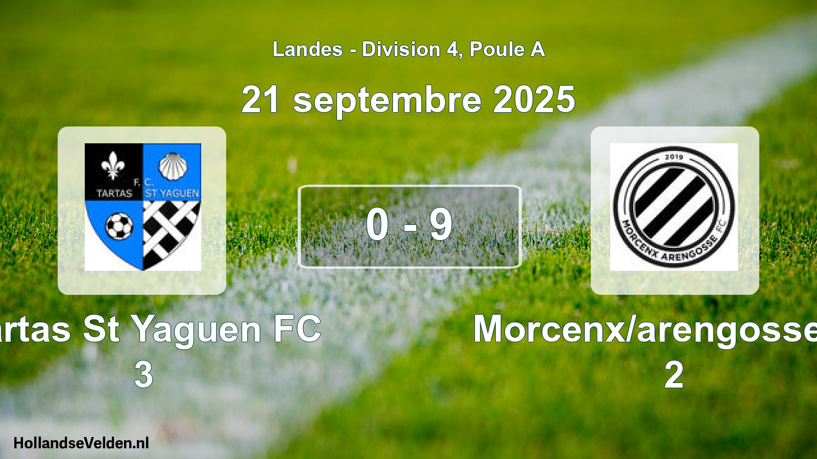 Gespeelde wedstrijd: Tartas St Yaguen FC 3 - Morcenx/arengosse Fc 2 0 - 9 (21 september 2025)