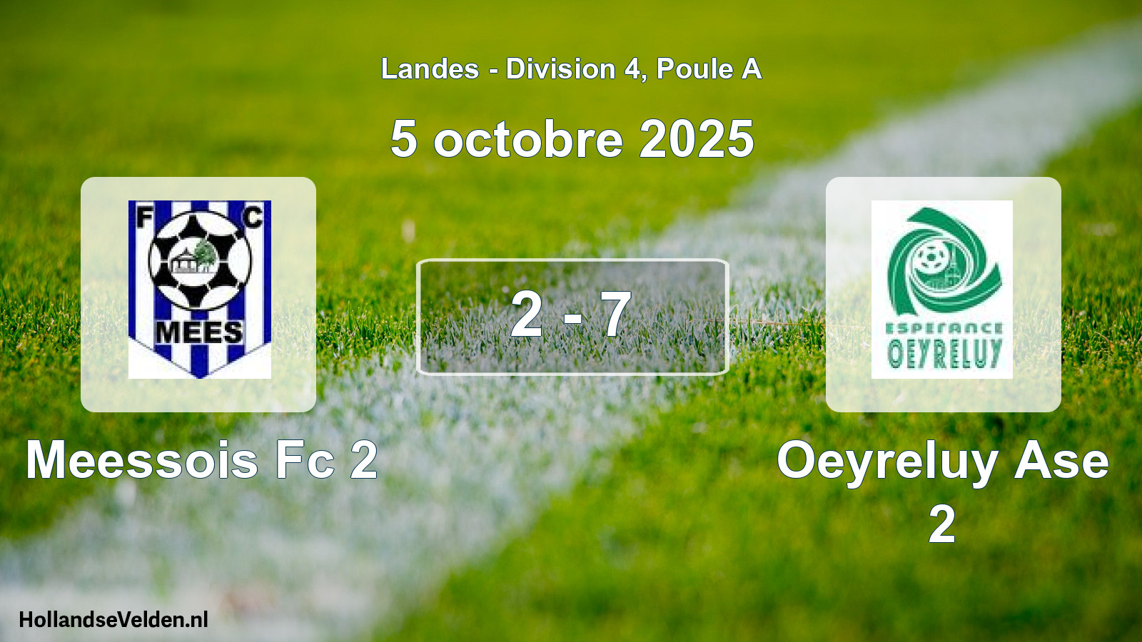Gespeelde wedstrijd: Meessois Fc 2 - Oeyreluy Ase 2 2 - 7 (5 oktober 2025)