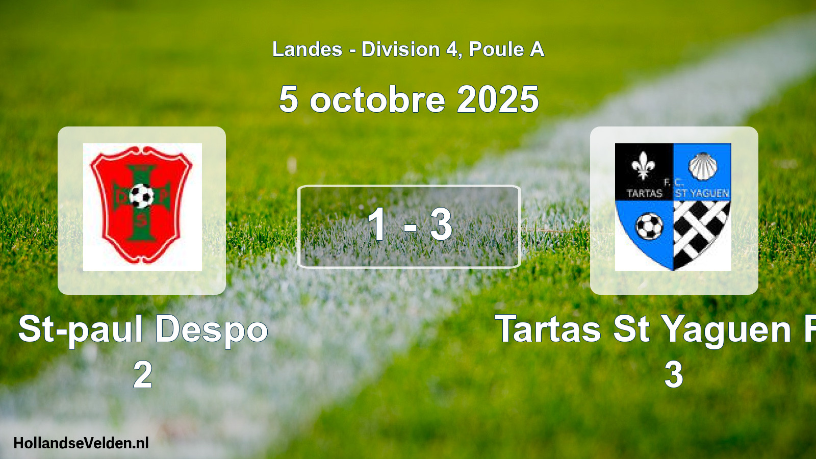Gespeelde wedstrijd: St-paul Despo 2 - Tartas St Yaguen FC 3 1 - 3 (5 oktober 2025)
