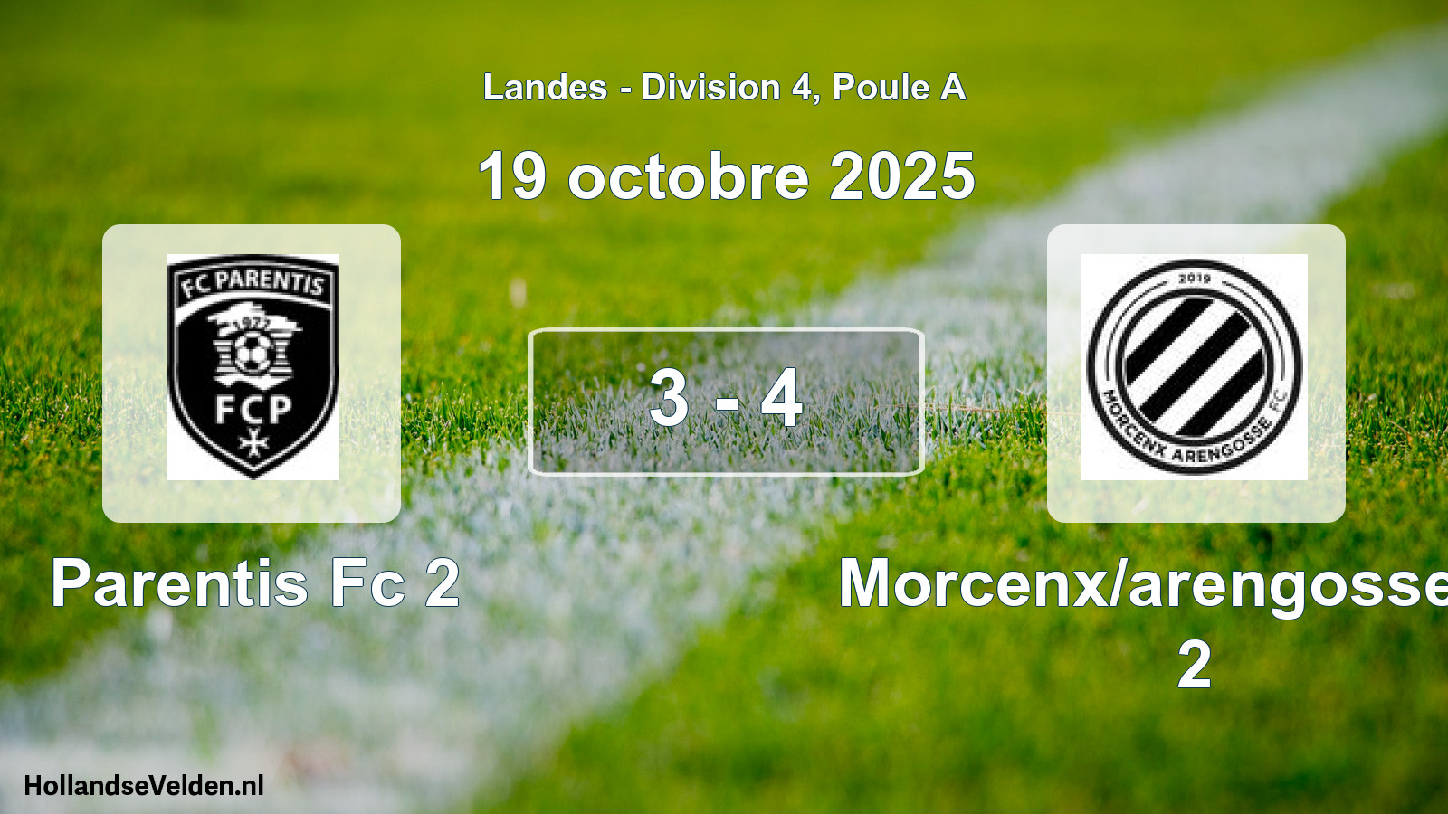 Match joué: Parentis Fc 2 - Morcenx/arengosse Fc 2 3 - 4 (19 octobre 2025)