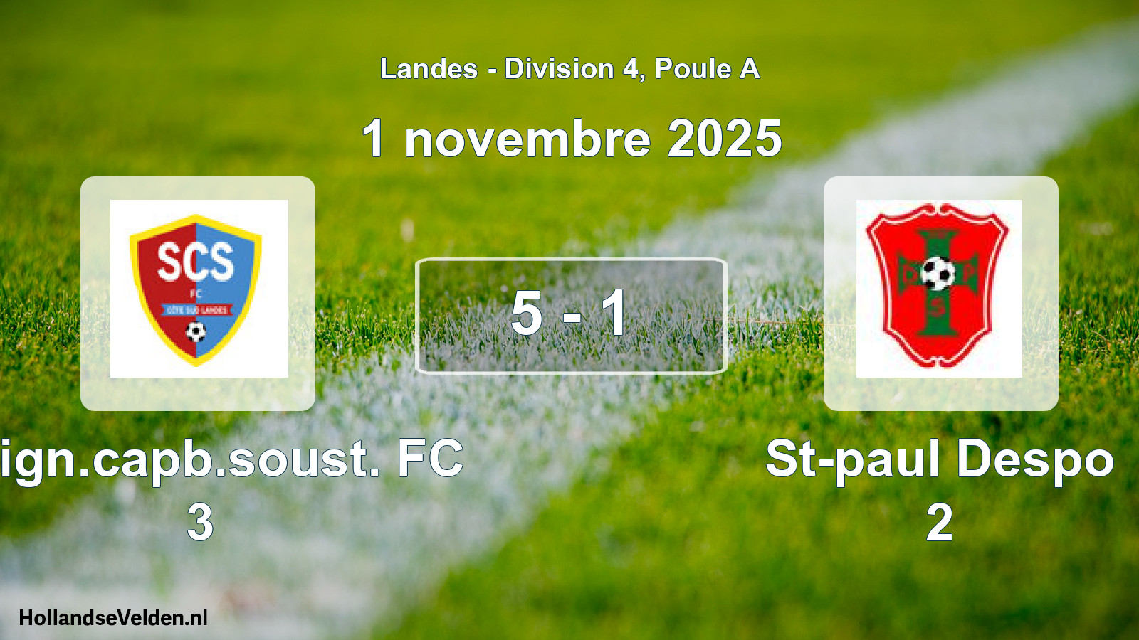 Gespeelde wedstrijd: Seign.capb.soust. FC 3 - St-paul Despo 2 5 - 1 (1 november 2025)