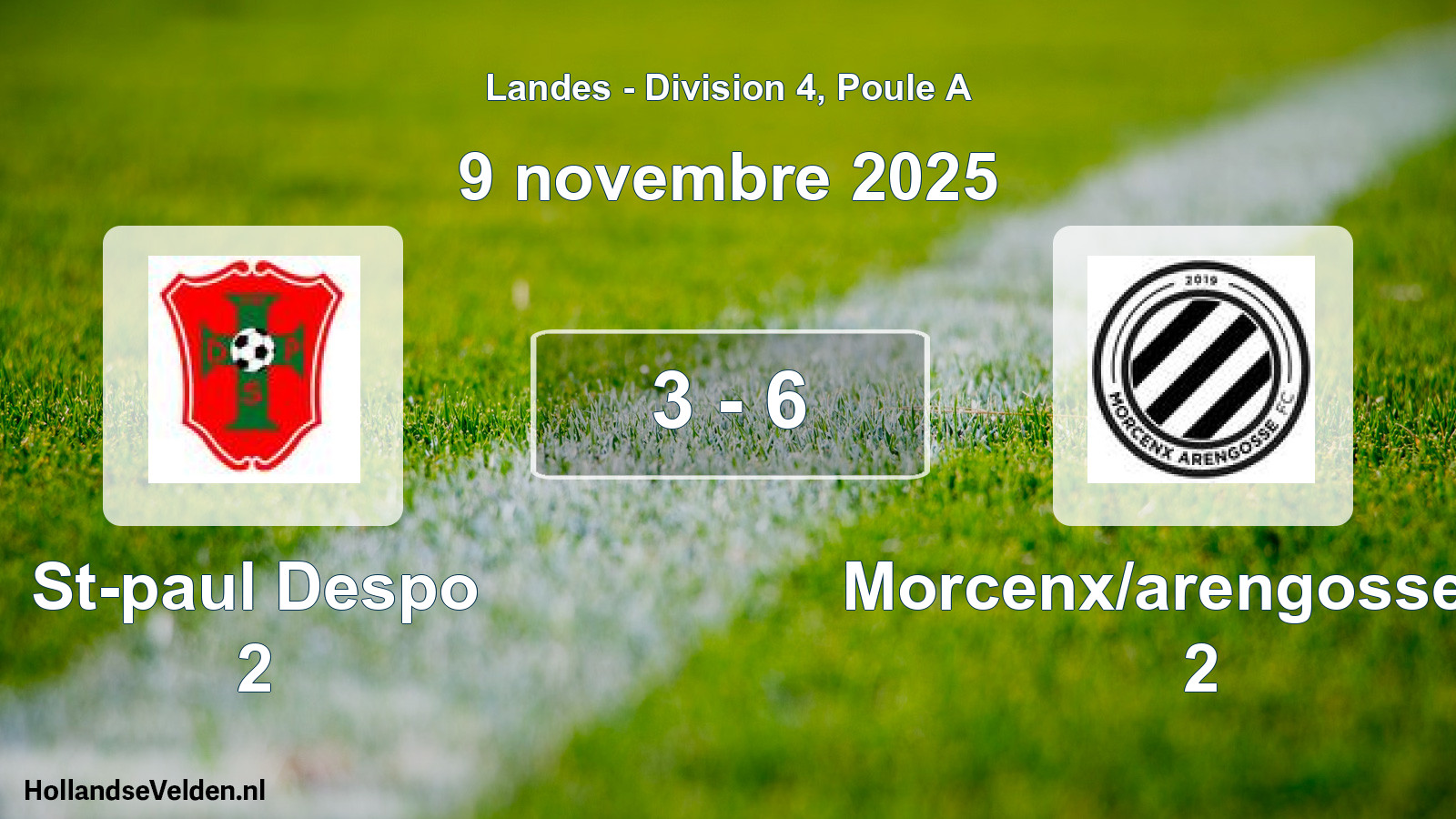 Match joué: St-paul Despo 2 - Morcenx/arengosse Fc 2 3 - 6 (9 novembre 2025)