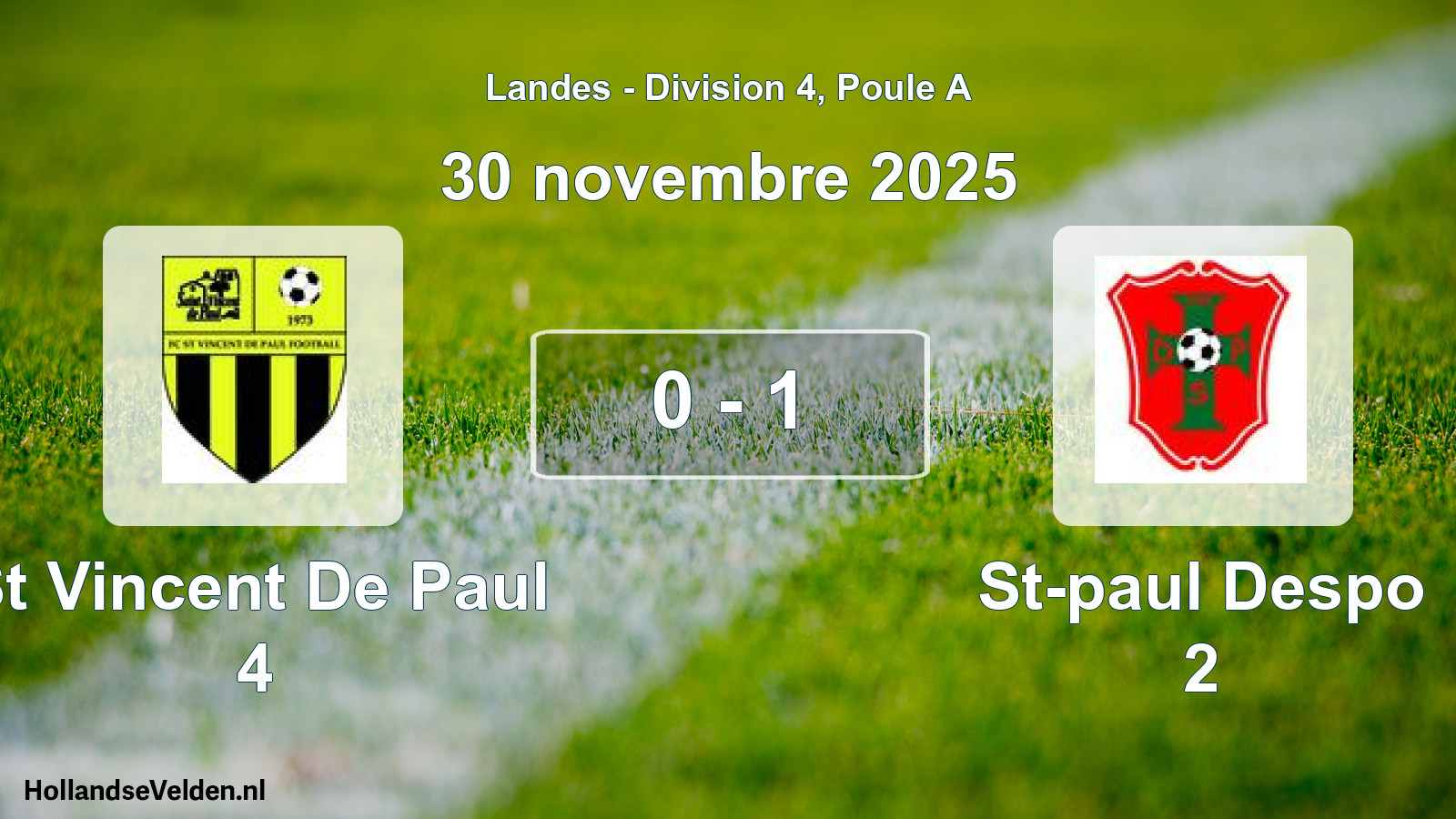 Gespeelde wedstrijd: St Vincent De Paul 4 - St-paul Despo 2 0 - 1 (30 november 2025)