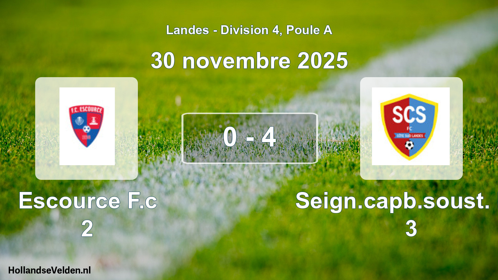 Gespeelde wedstrijd: Escource F.c 2 - Seign.capb.soust. FC 3 0 - 4 (30 november 2025)