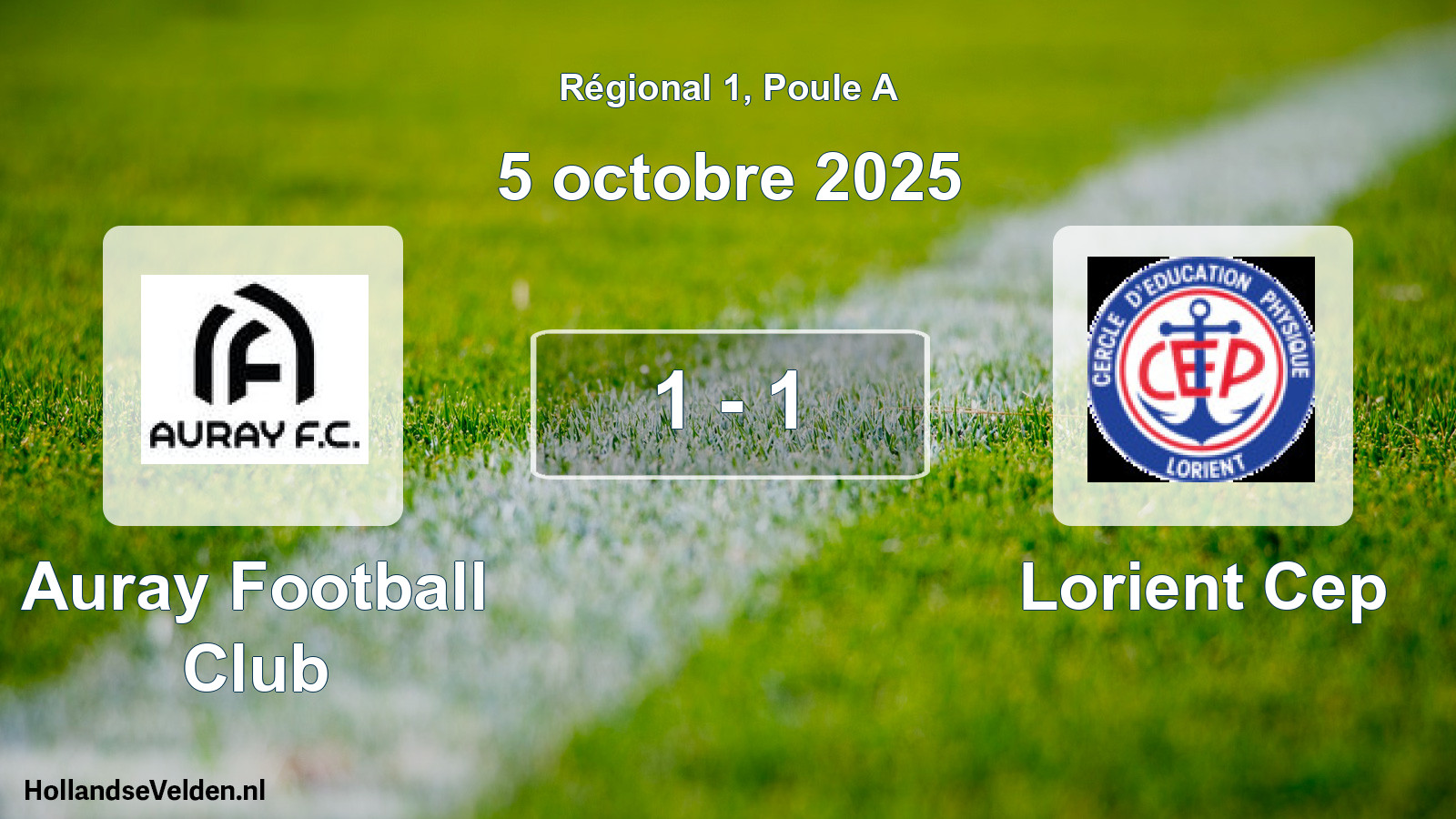 Gespeelde wedstrijd: Auray Football Club - Lorient Cep 1 - 1 (5 octobre 2025)
