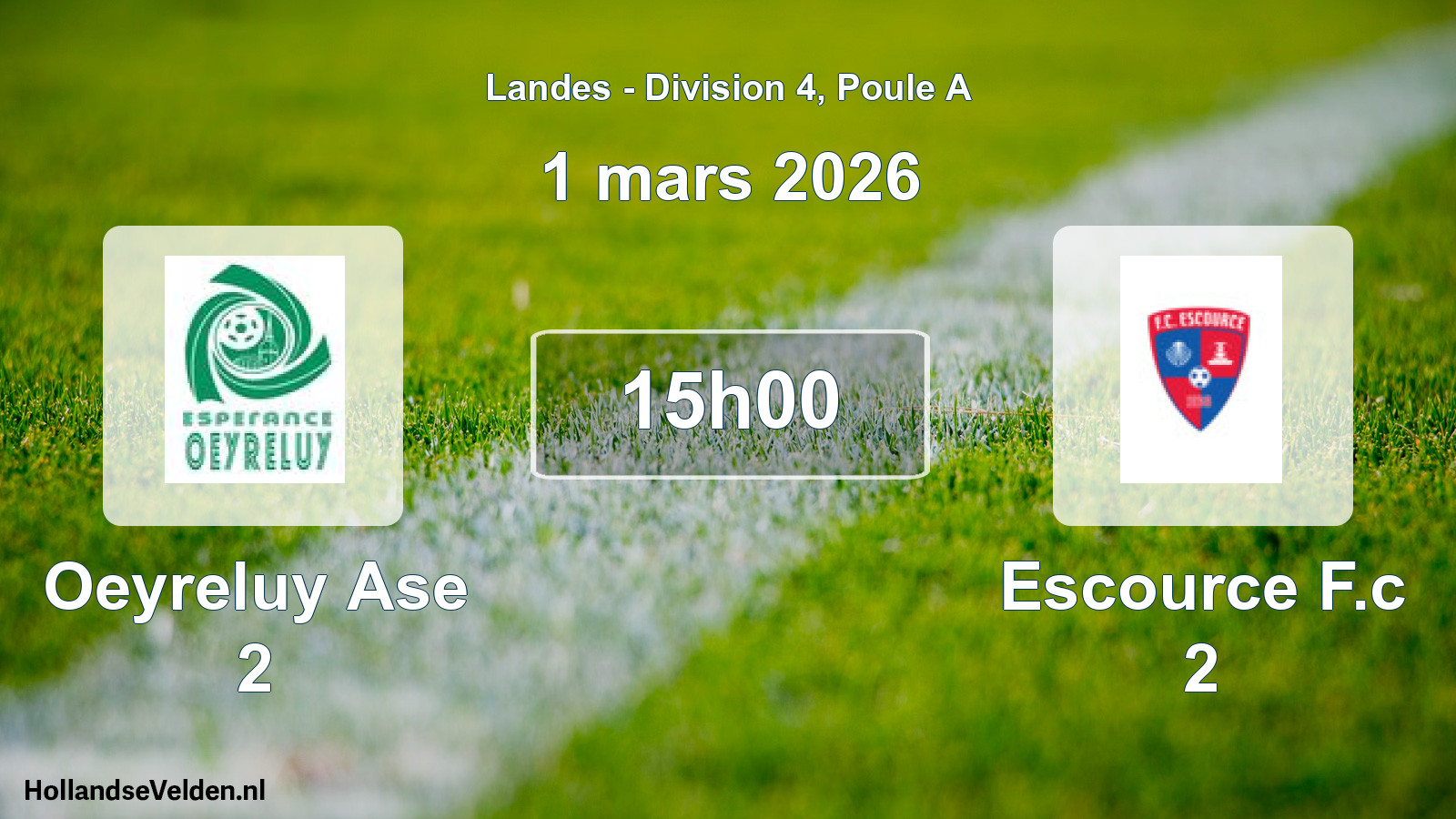 Geplande wedstrijd: Oeyreluy Ase 2 - Escource F.c 2 (1 maart 2026)