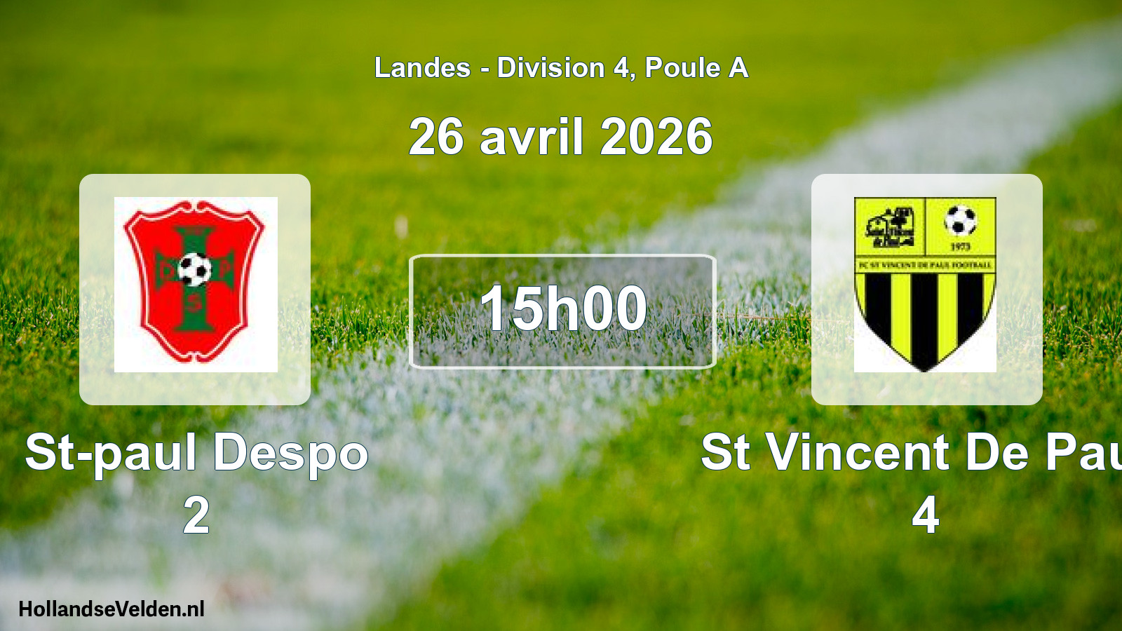 Geplande wedstrijd: St-paul Despo 2 - St Vincent De Paul 4 (26 april 2026)