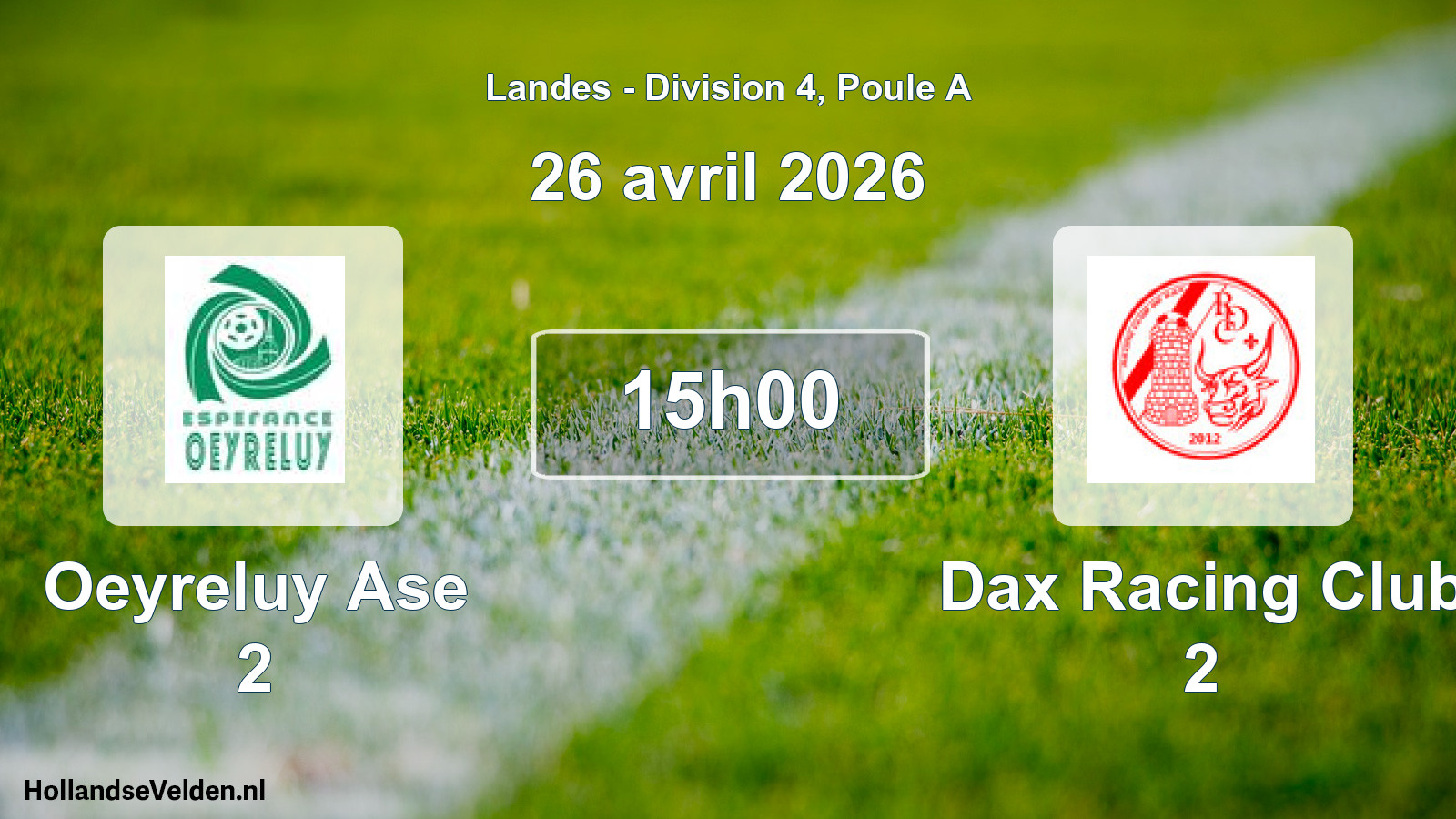 Geplande wedstrijd: Oeyreluy Ase 2 - Dax Racing Club 2 (26 april 2026)