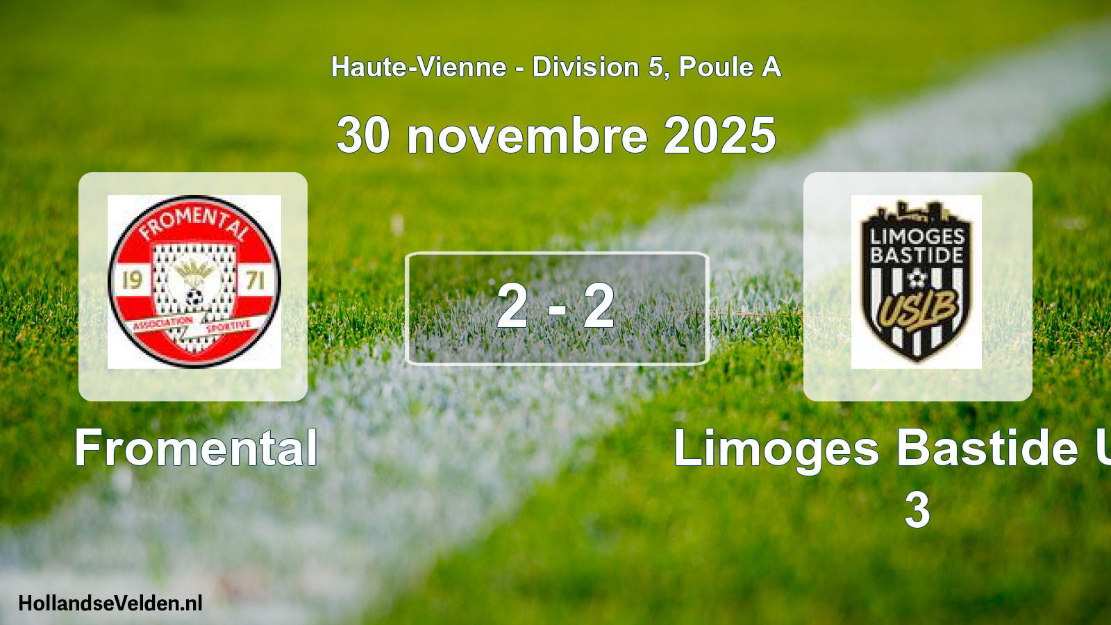 Match joué: Fromental - Limoges Bastide US 3 2 - 2 (30 novembre 2025)