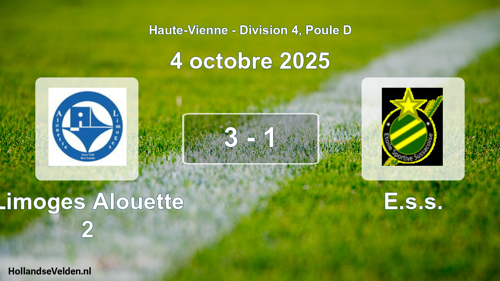 Gespeelde wedstrijd: Limoges Alouette 2 - E.s.s. 3 - 1 (4 oktober 2025)