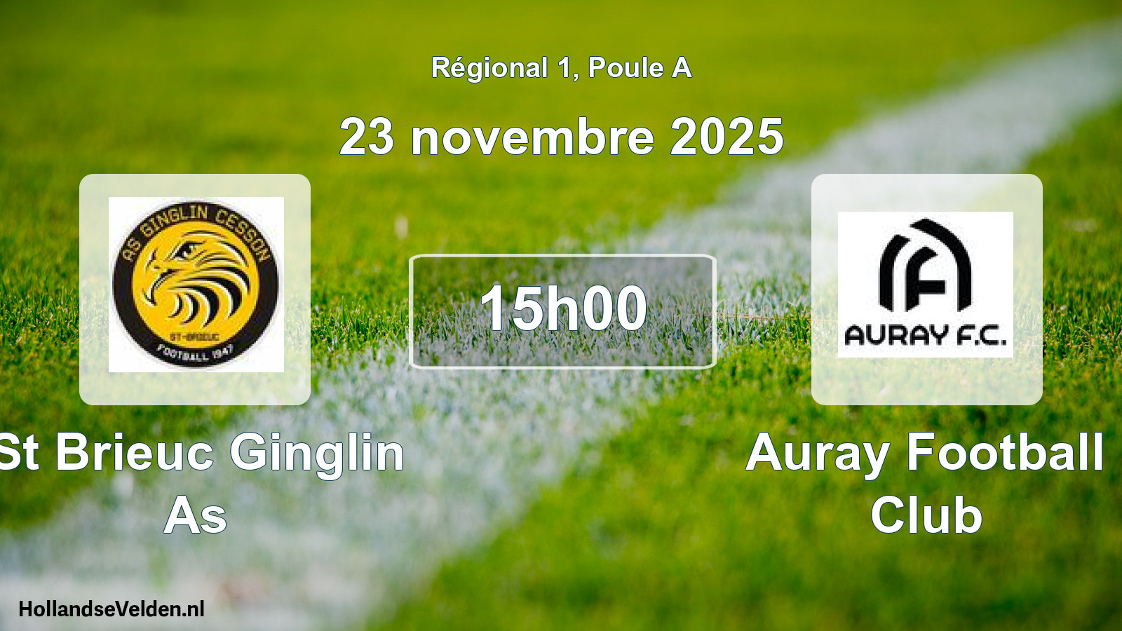 Geplande wedstrijd: St Brieuc Ginglin As - Auray Football Club (23 novembre 2025)