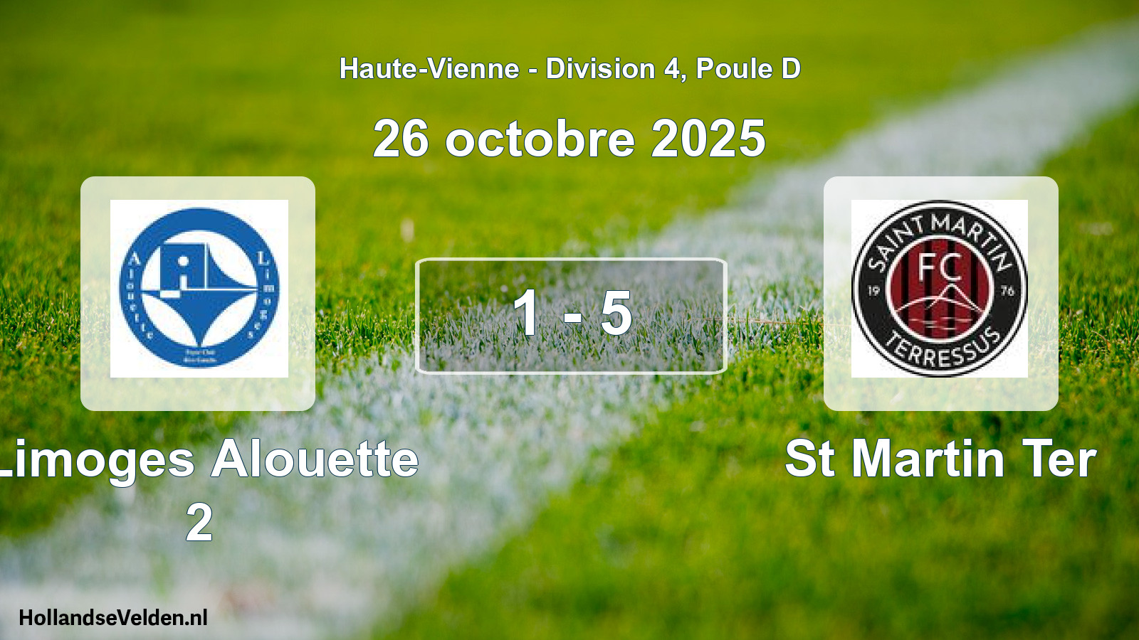 Gespeelde wedstrijd: Limoges Alouette 2 - St Martin Ter 1 - 5 (26 oktober 2025)