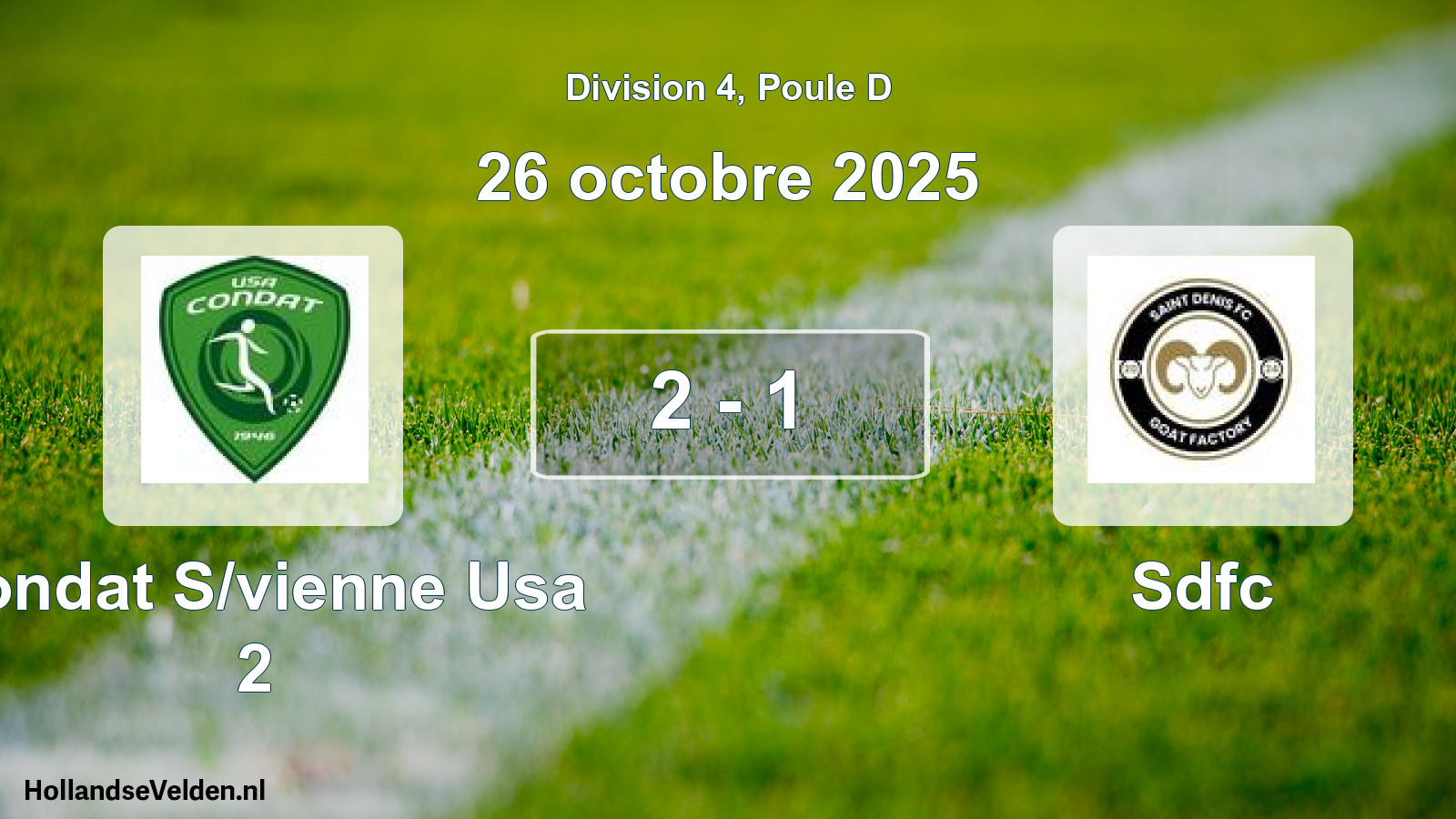Gespeelde wedstrijd: Condat S/vienne Usa 2 - Sdfc 2 - 1 (26 oktober 2025)