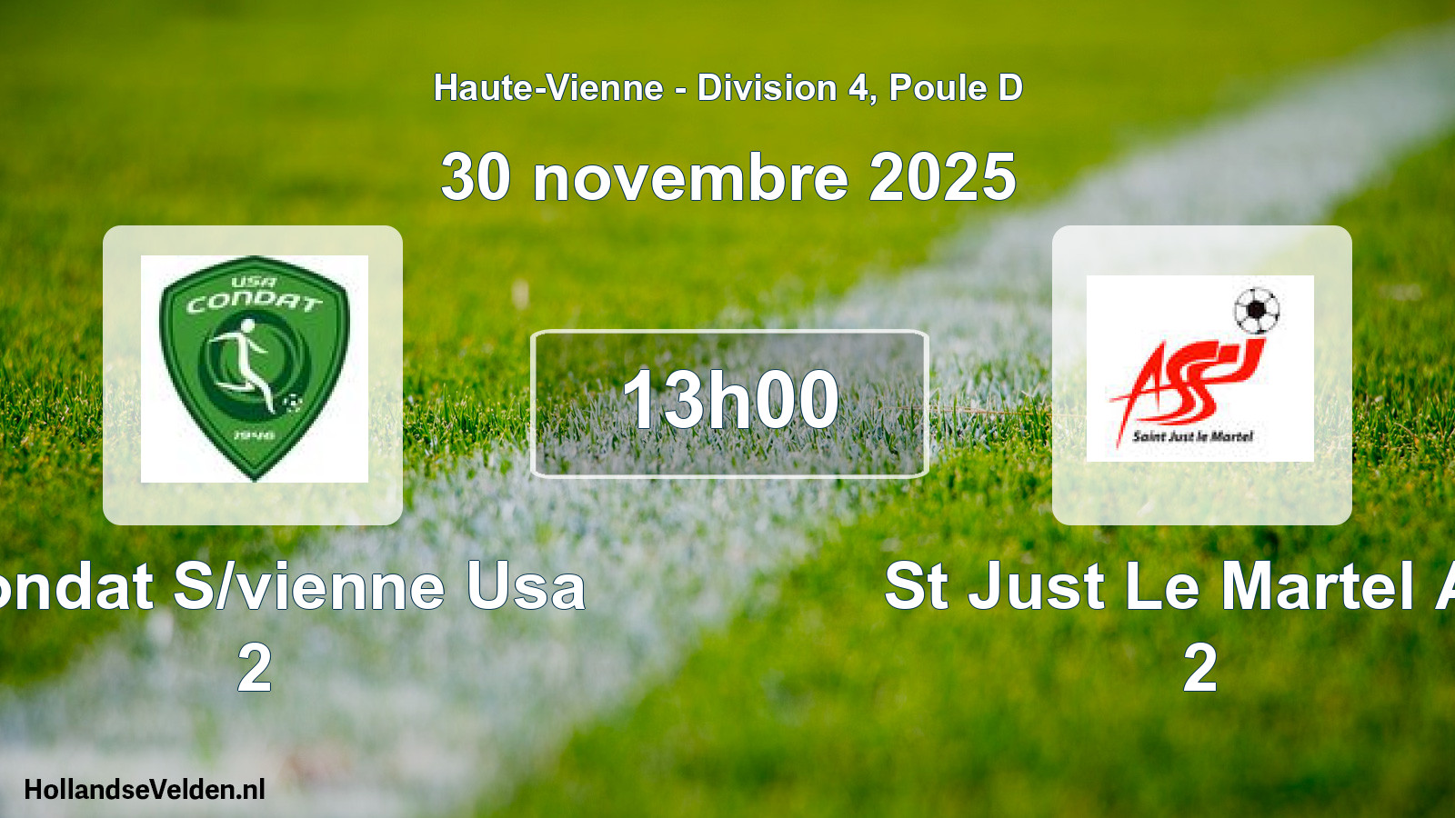 Gespeelde wedstrijd: Condat S/vienne Usa 2 - St Just Le Martel As 2 4 - 3 (30 november 2025)