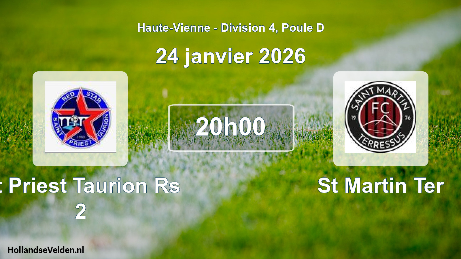 Match programmé: St Priest Taurion Rs 2 - St Martin Ter (24 janvier 2026)