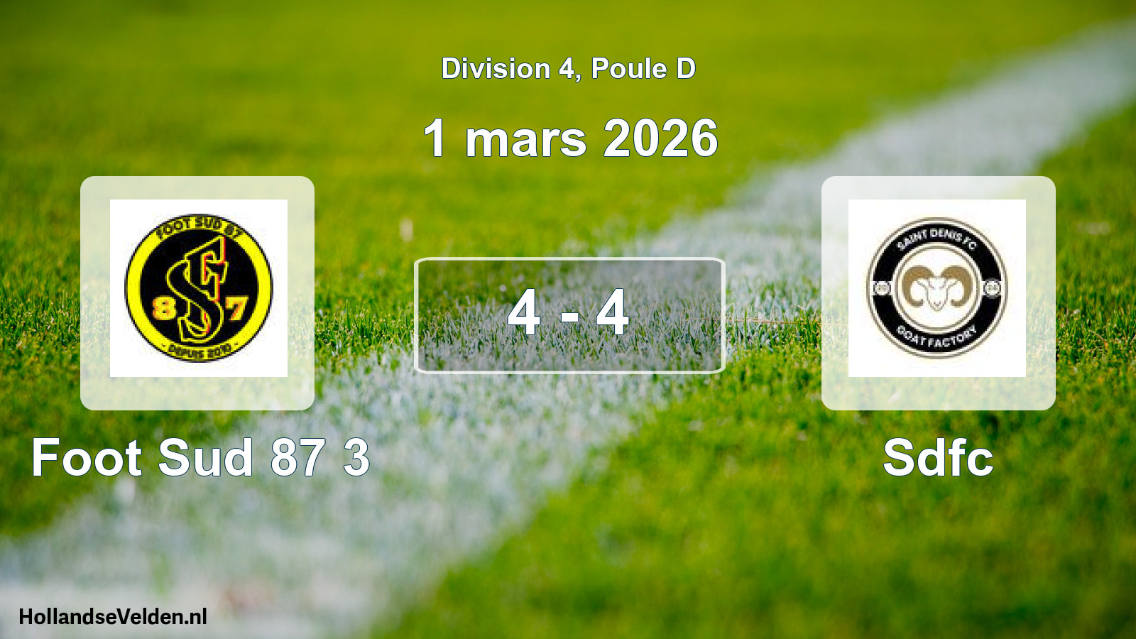 Match joué: Foot Sud 87 3 - Sdfc 4 - 4 (1 mars 2026)