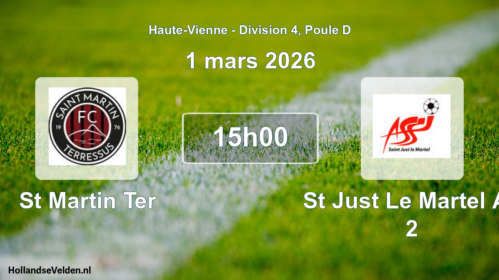 Geplande wedstrijd: St Martin Ter - St Just Le Martel As 2 (1 maart 2026)