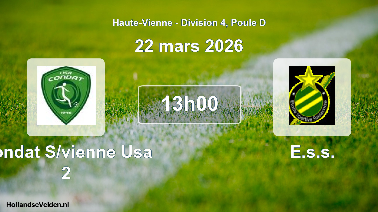 Match programmé: Condat S/vienne Usa 2 - E.s.s. (22 mars 2026)