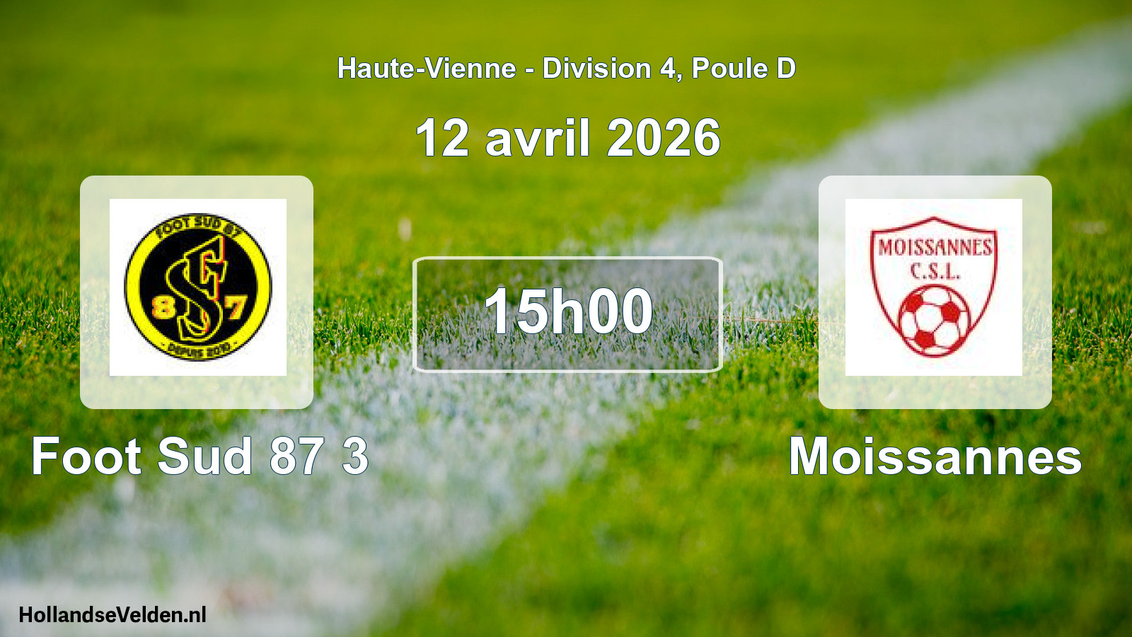 Geplande wedstrijd: Foot Sud 87 3 - Moissannes (12 april 2026)