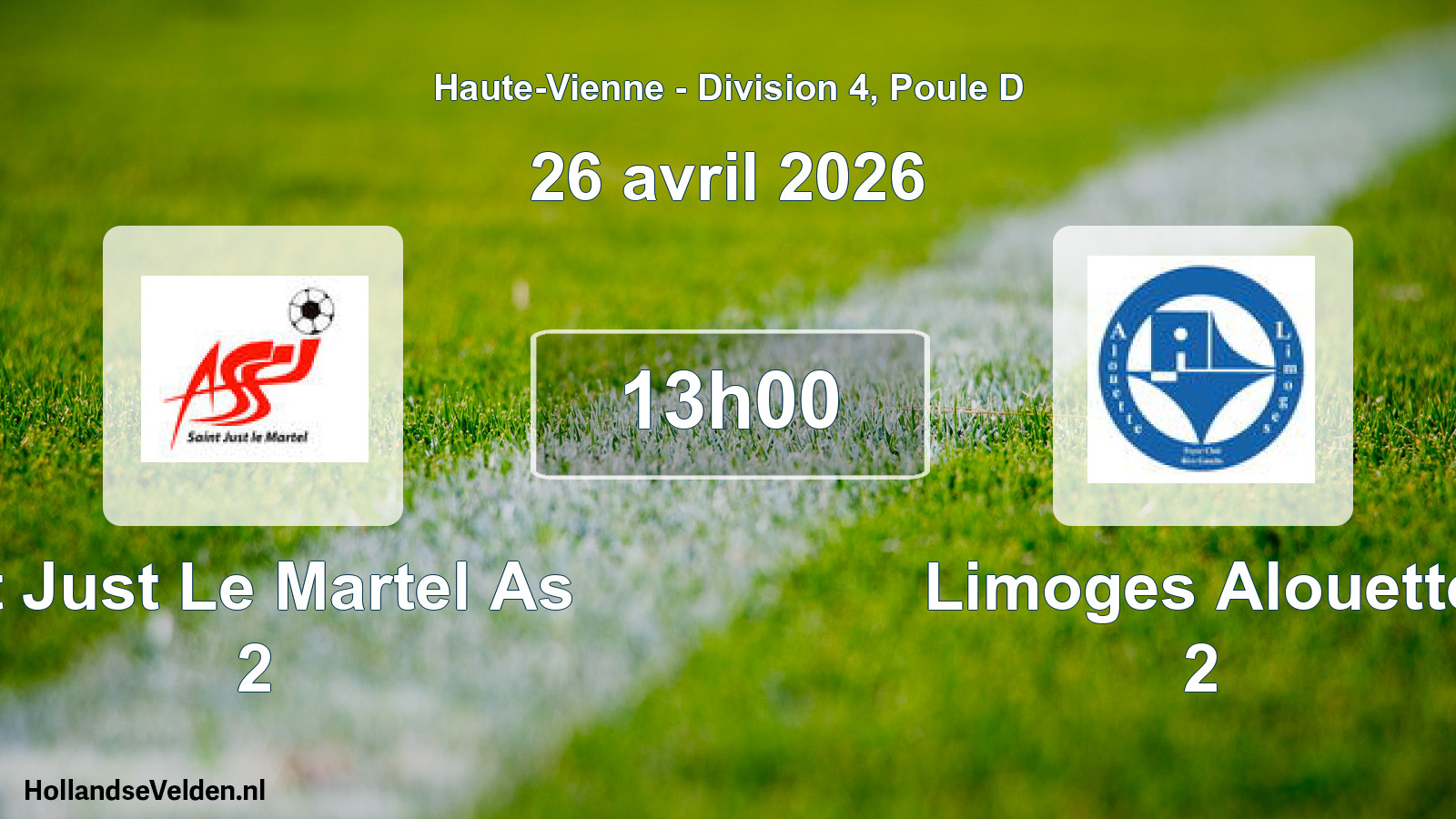 Match programmé: St Just Le Martel As 2 - Limoges Alouette 2 (26 avril 2026)