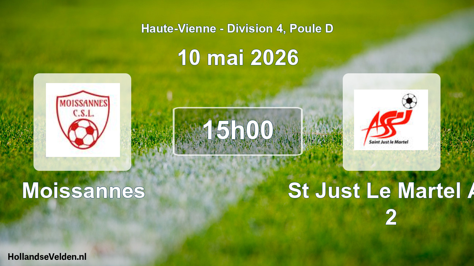 Geplande wedstrijd: Moissannes - St Just Le Martel As 2 (10 mei 2026)