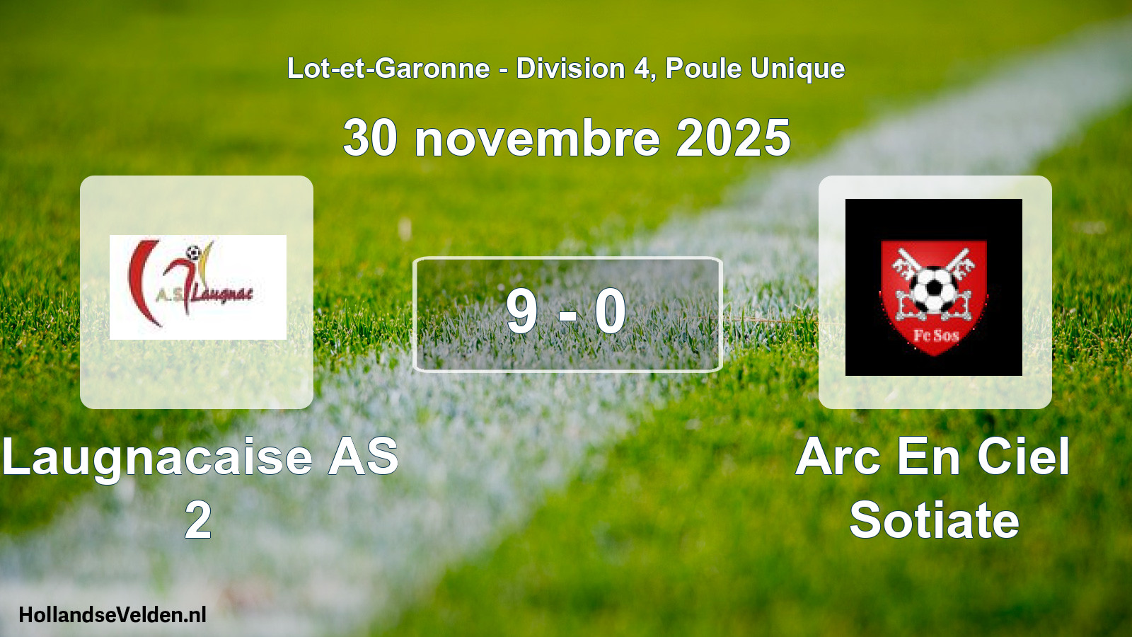 Gespeelde wedstrijd: Laugnacaise AS 2 - Arc En Ciel Sotiate 9 - 0 (30 november 2025)