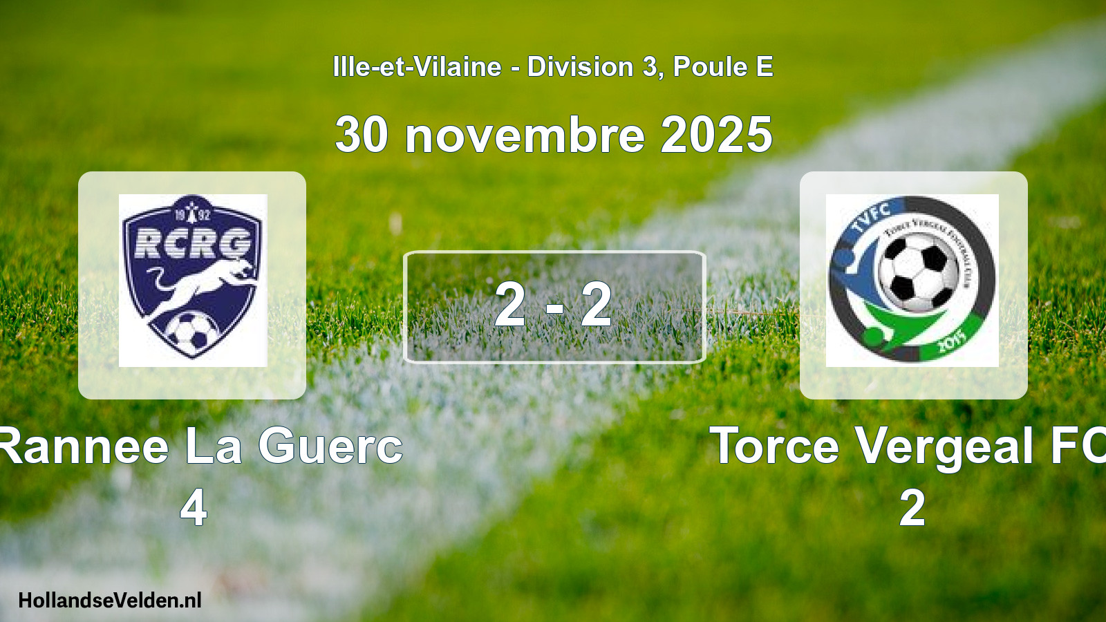 Total number of matches played: Rannee La Guerc 4 - Torce Vergeal FC 2 2 - 2 (30 November 2025)