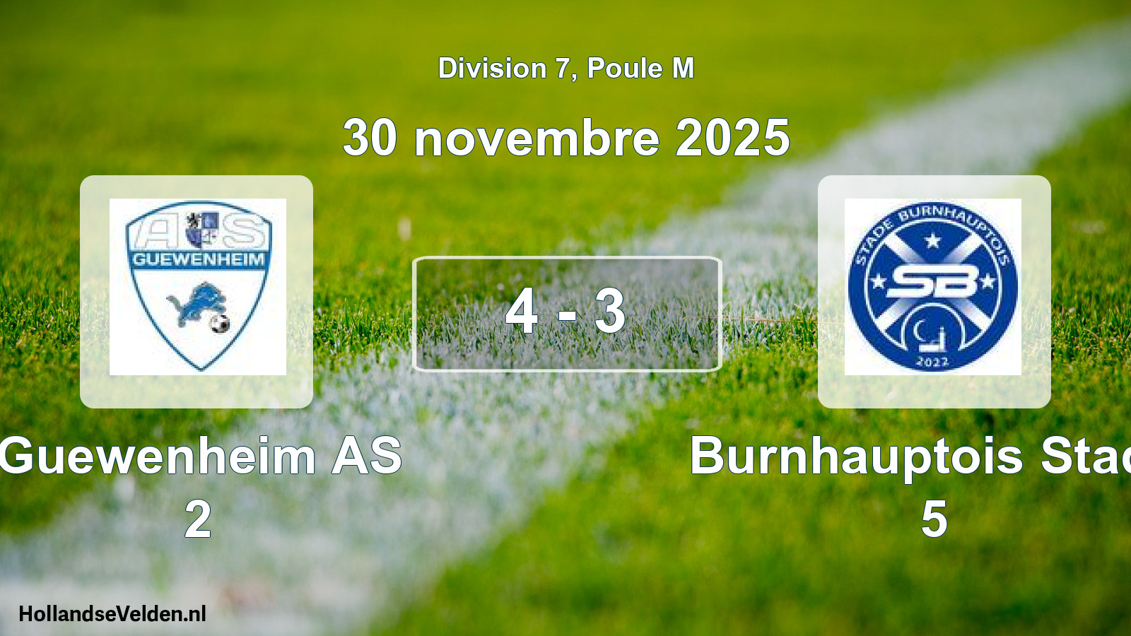 Match joué: Guewenheim AS 2 - Burnhauptois Stade 5 4 - 3 (30 novembre 2025)