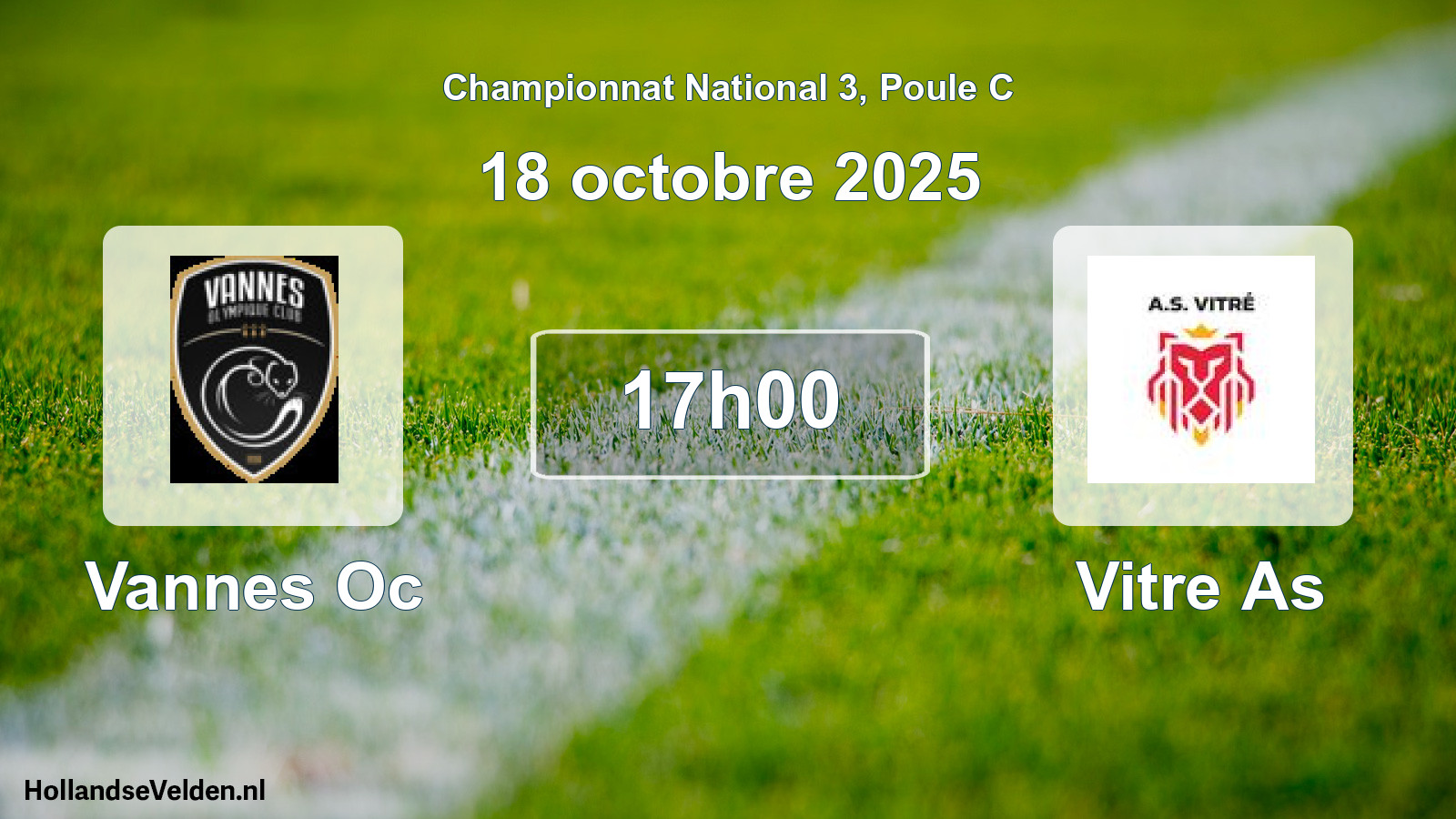 Geplande wedstrijd: Vannes Oc - Vitre As (18 octobre 2025)