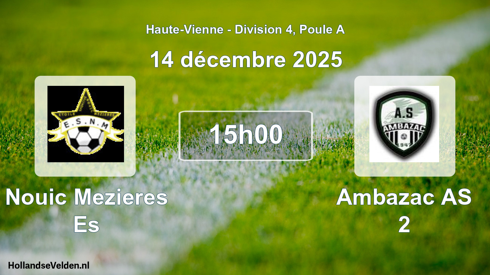 Match programmé: Nouic Mezieres Es - Ambazac AS 2 (14 décembre 2025)