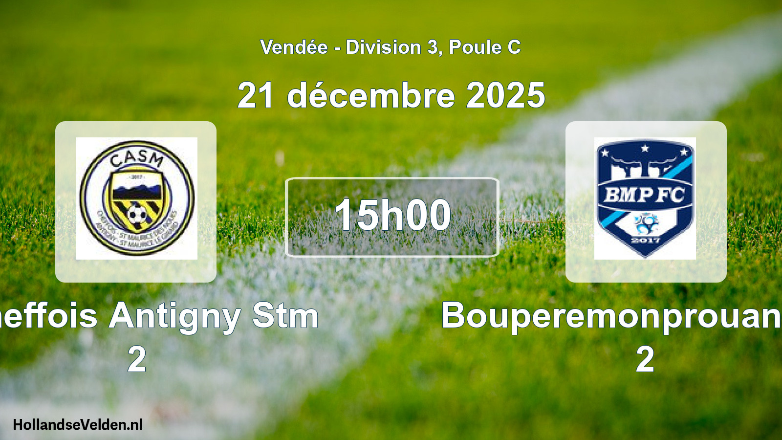 Geplande wedstrijd: Cheffois Antigny Stm 2 - Bouperemonprouant FC 2 (21 december 2025)