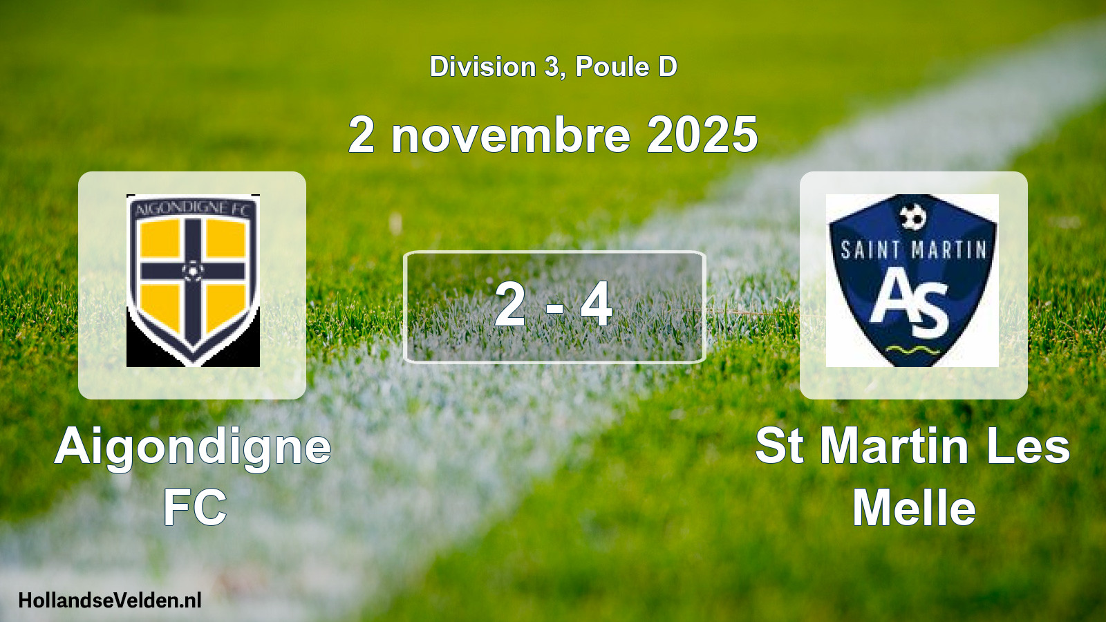 Match joué: Aigondigne FC - St Martin Les Melle 2 - 4 (2 novembre 2025)