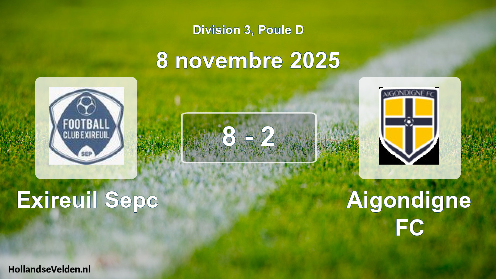 Match joué: Exireuil Sepc - Aigondigne FC 8 - 2 (8 novembre 2025)