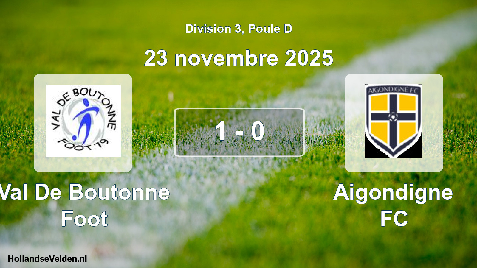Total number of matches played: Val De Boutonne Foot - Aigondigne FC 1 - 0 (23 November 2025)