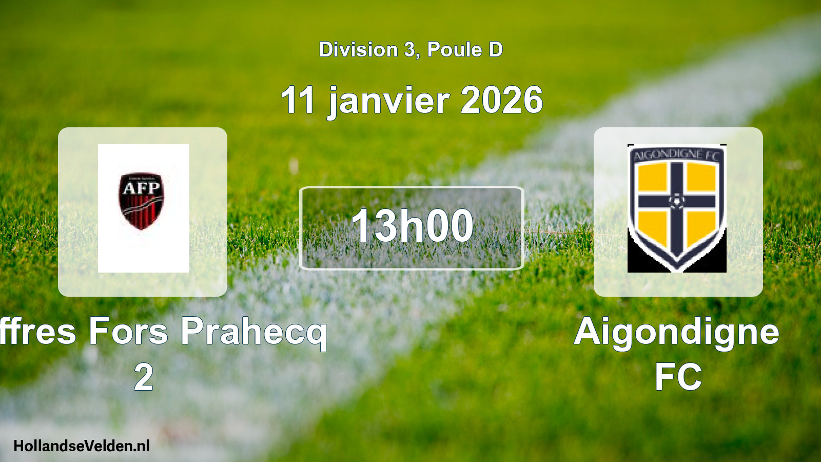 Match programmé: Aiffres Fors Prahecq 2 - Aigondigne FC (11 janvier 2026)