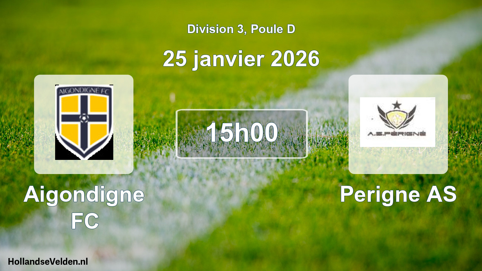 Match programmé: Aigondigne FC - Perigne AS (25 janvier 2026)