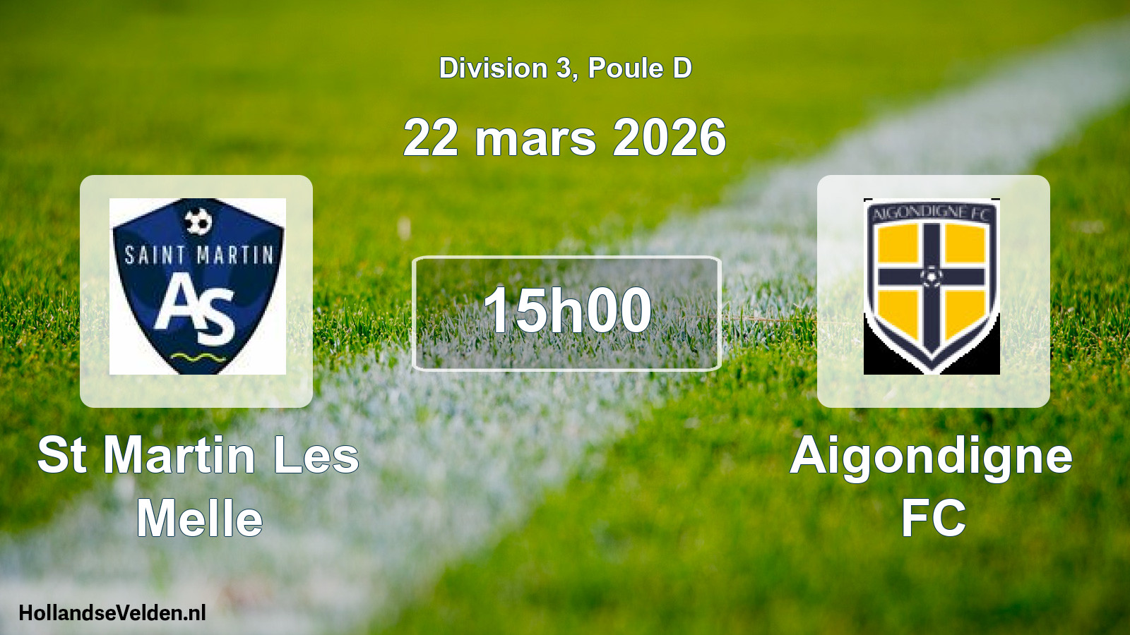 Match programmé: St Martin Les Melle - Aigondigne FC (22 mars 2026)