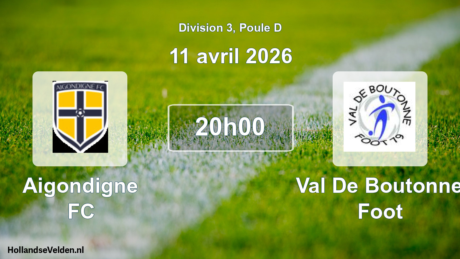 Match programmé: Aigondigne FC - Val De Boutonne Foot (11 avril 2026)