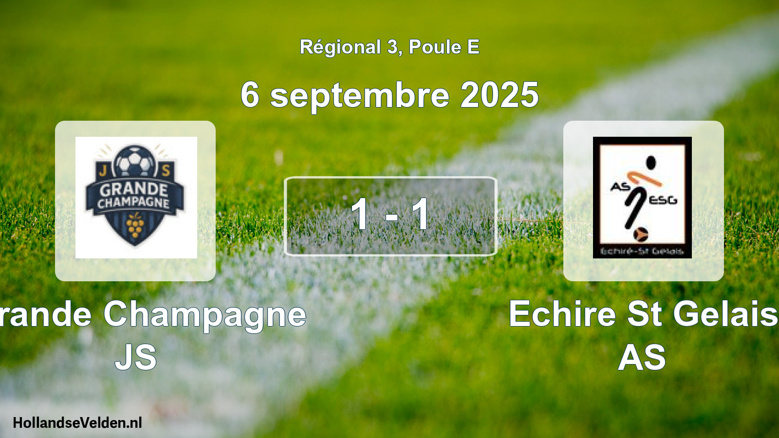 Total number of matches played: Grande Champagne JS - Echire St Gelais AS 1 - 1 (6 September 2025)